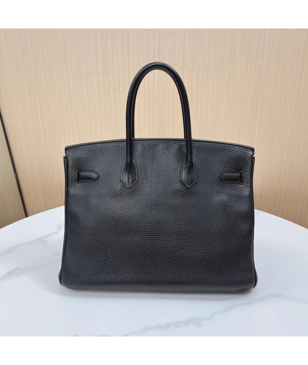 HERMES Черная кожаная сумка с короткими ручками, фото 2