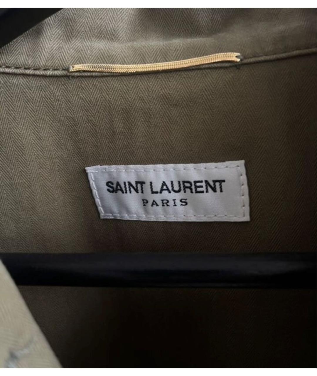 SAINT LAURENT Хаки хлопковая рубашка, фото 3