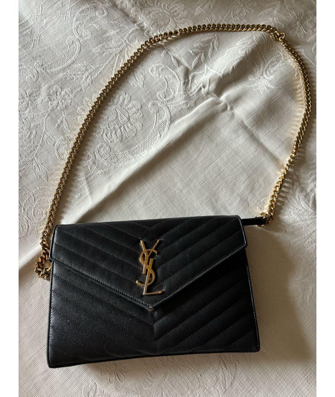 SAINT LAURENT Черная кожаная сумка через плечо, фото 8