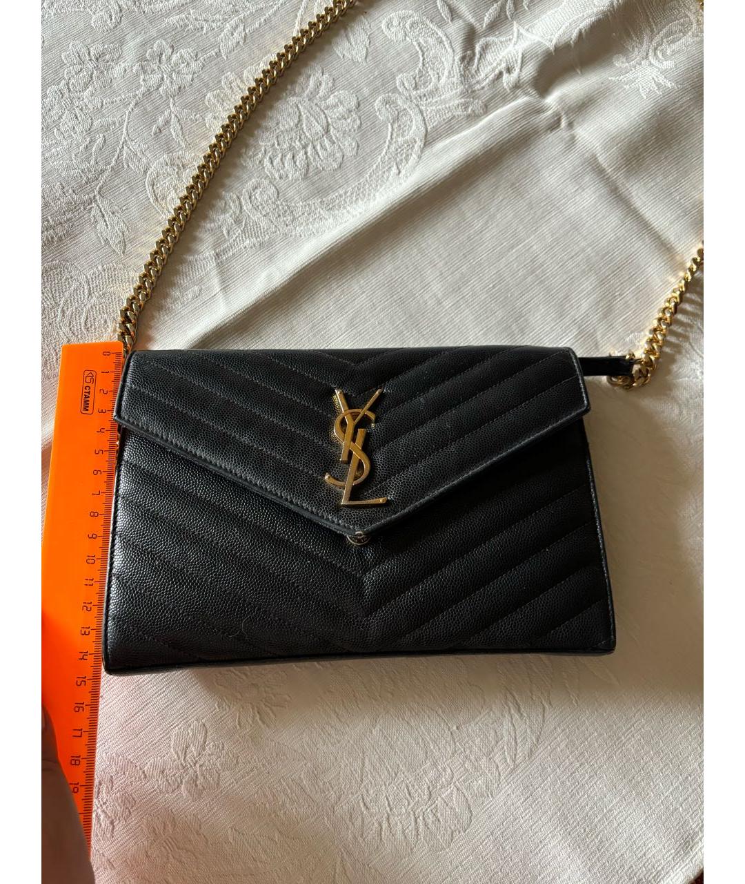 SAINT LAURENT Черная кожаная сумка через плечо, фото 5