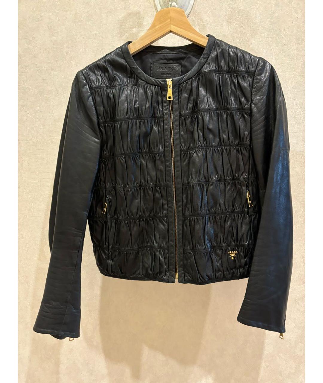 PRADA Черная кожаная куртка, фото 5