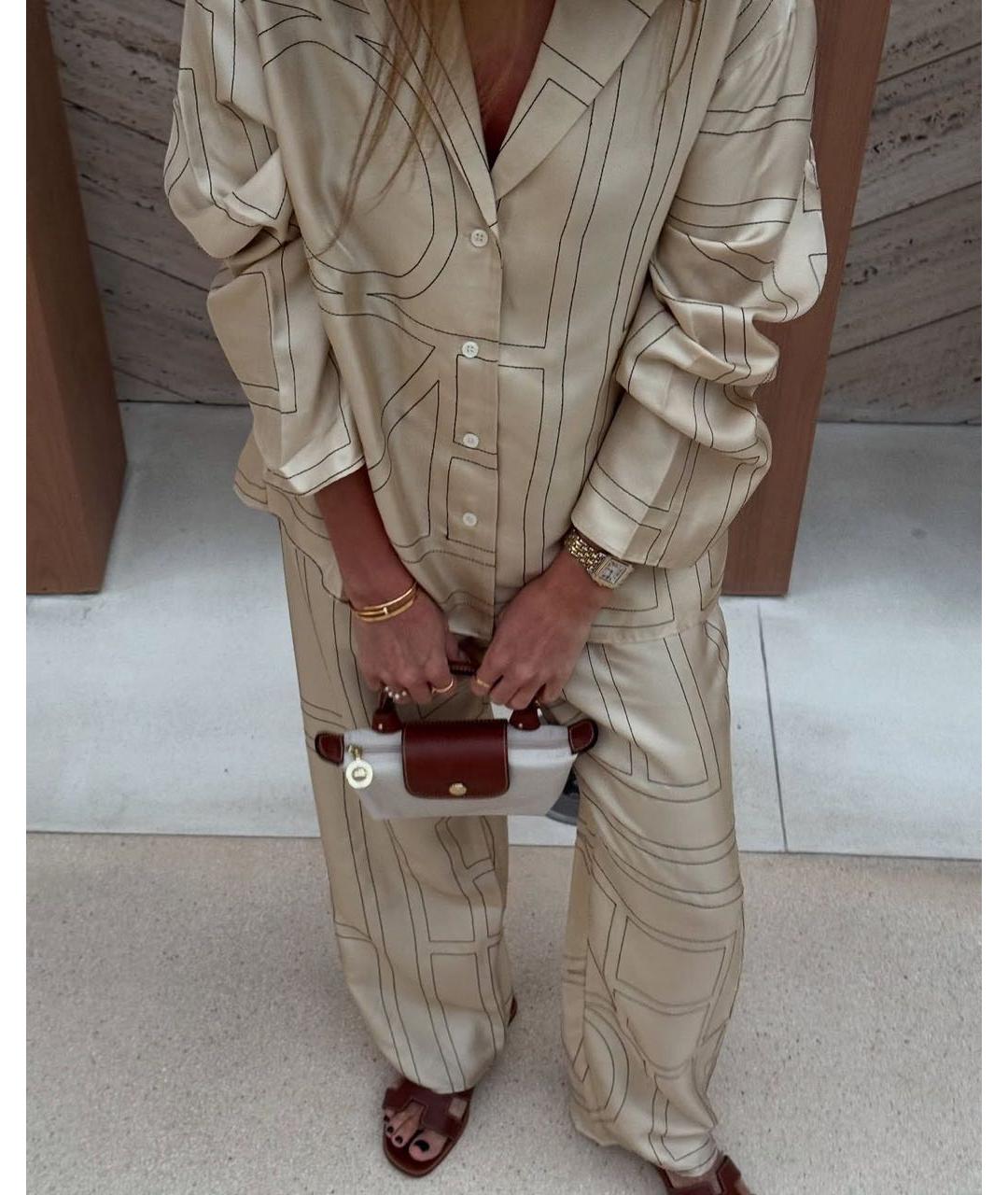 TOTEME Бежевый шелковый костюм с брюками, фото 5