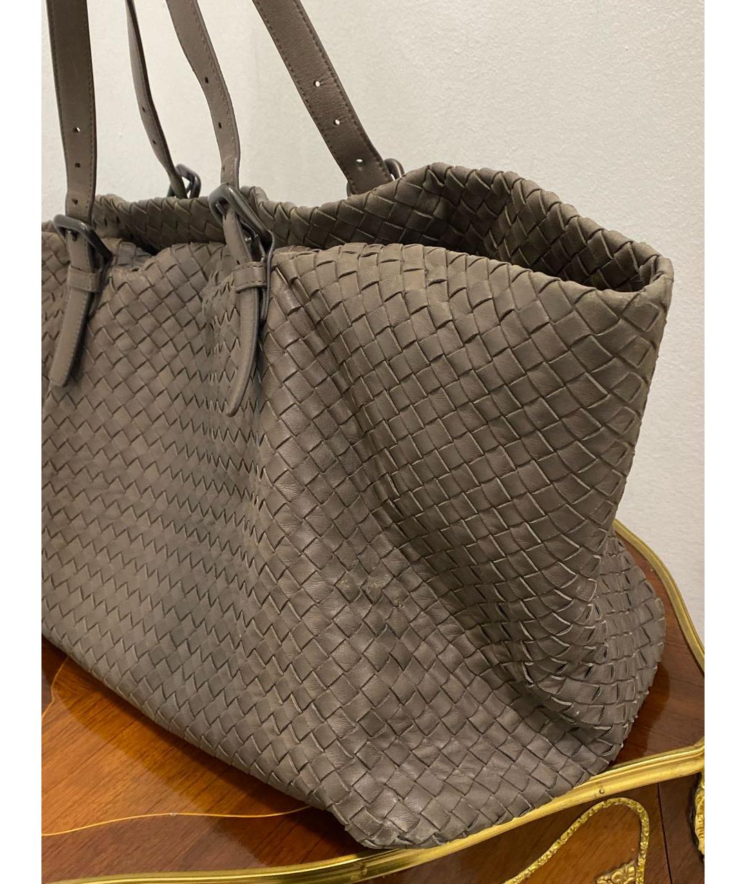 BOTTEGA VENETA Бежевая кожаная сумка тоут, фото 3