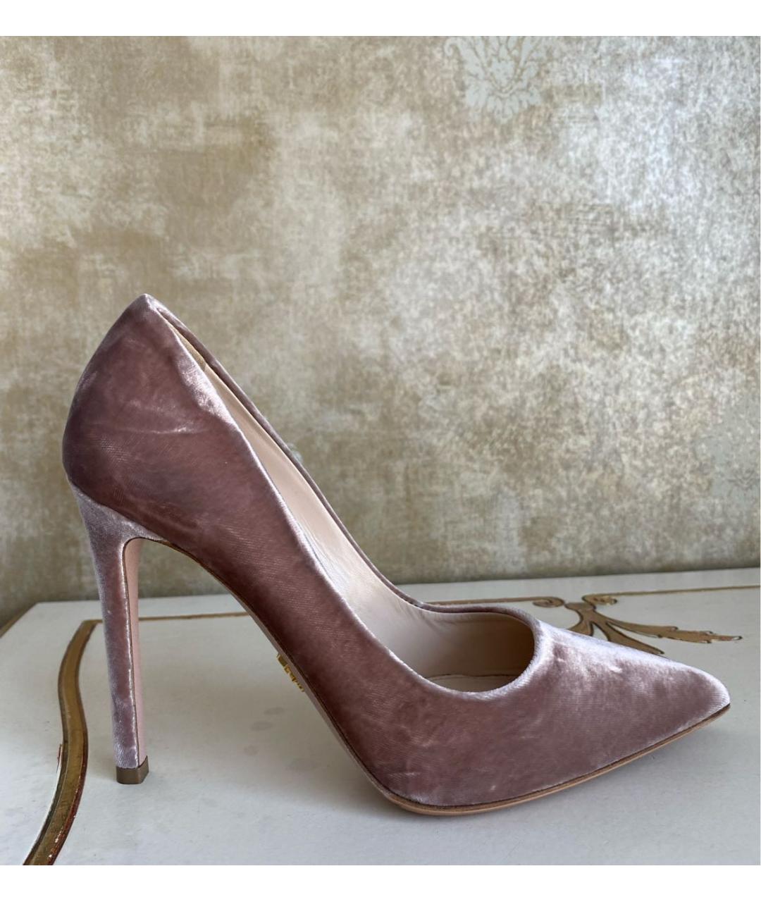 PRADA Розовые бархатные туфли, фото 8