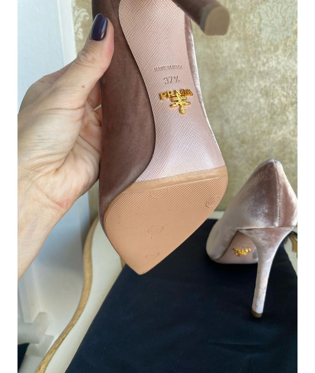 PRADA Розовые бархатные туфли, фото 4