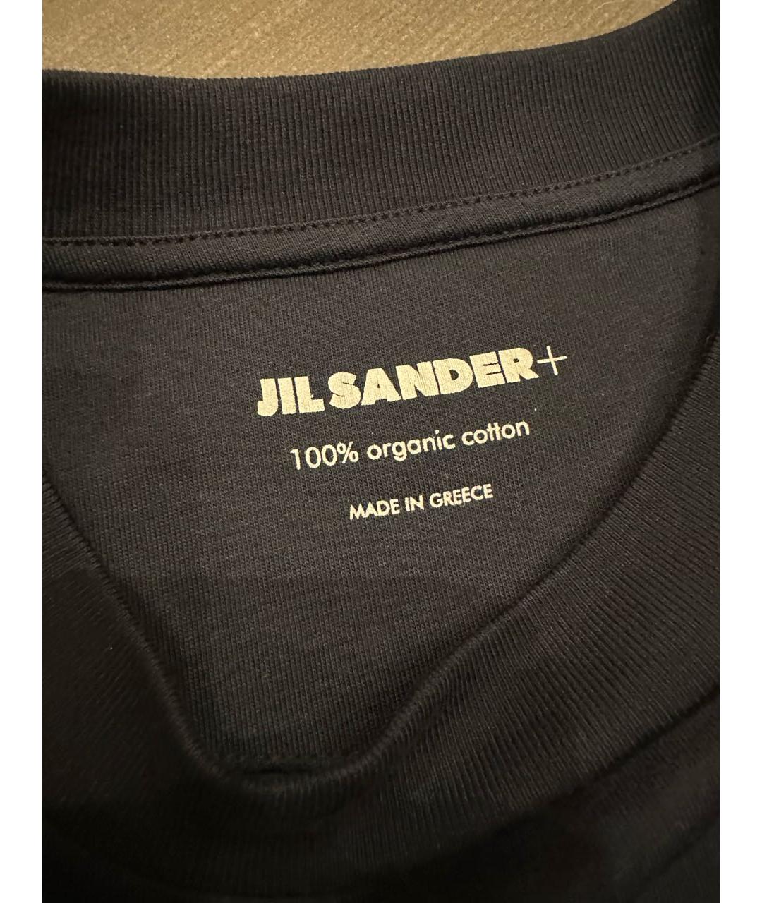 JIL SANDER Темно-синяя хлопковая футболка, фото 2