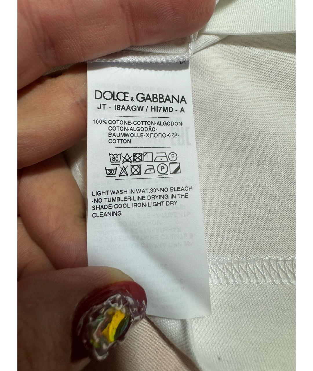 DOLCE&GABBANA Белая хлопковая футболка, фото 5