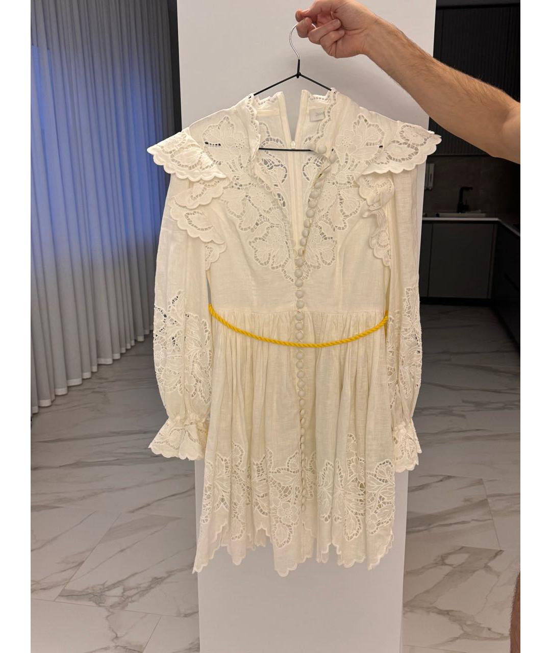 ZIMMERMANN Белое льняное повседневное платье, фото 6