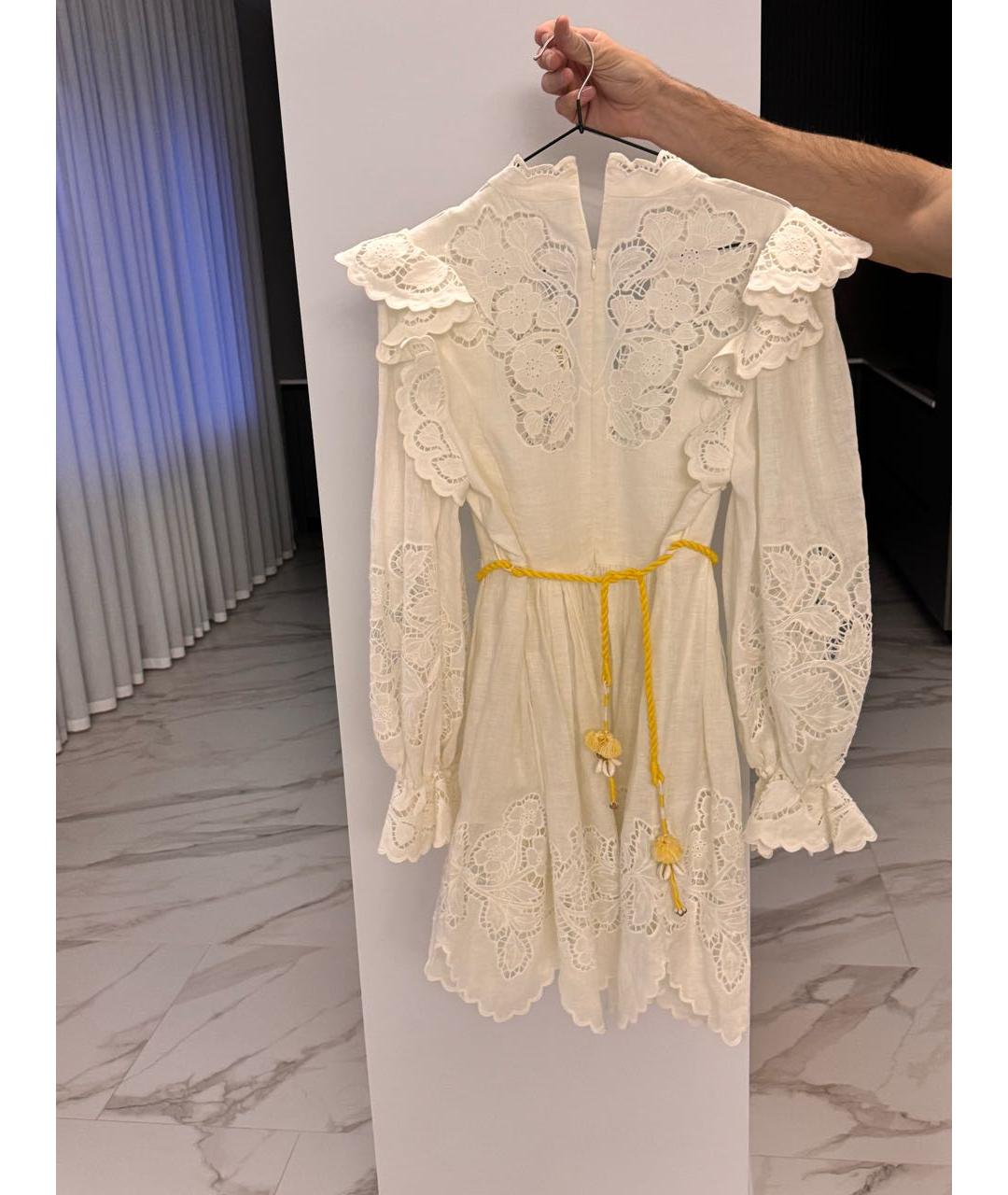 ZIMMERMANN Белое льняное повседневное платье, фото 2