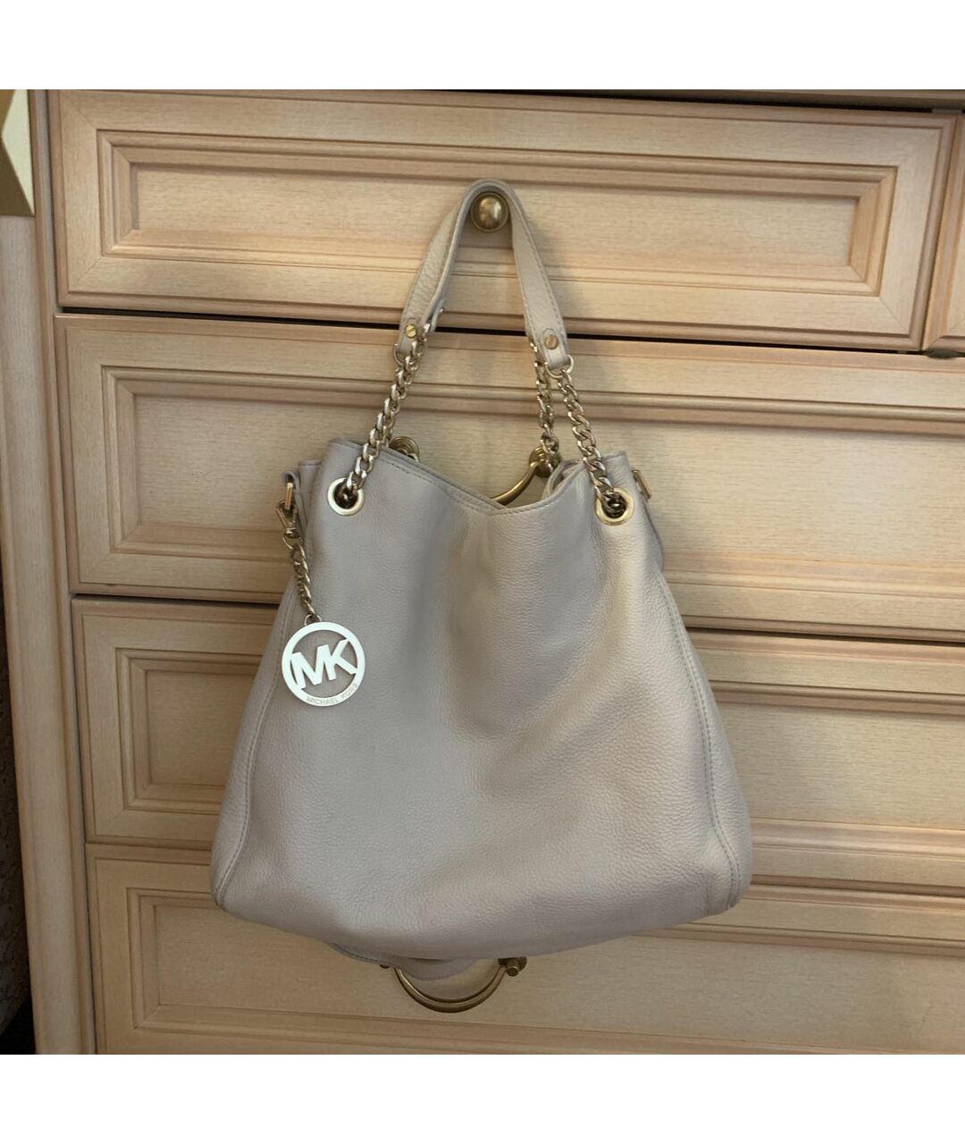 MICHAEL KORS Бежевая кожаная сумка тоут, фото 7