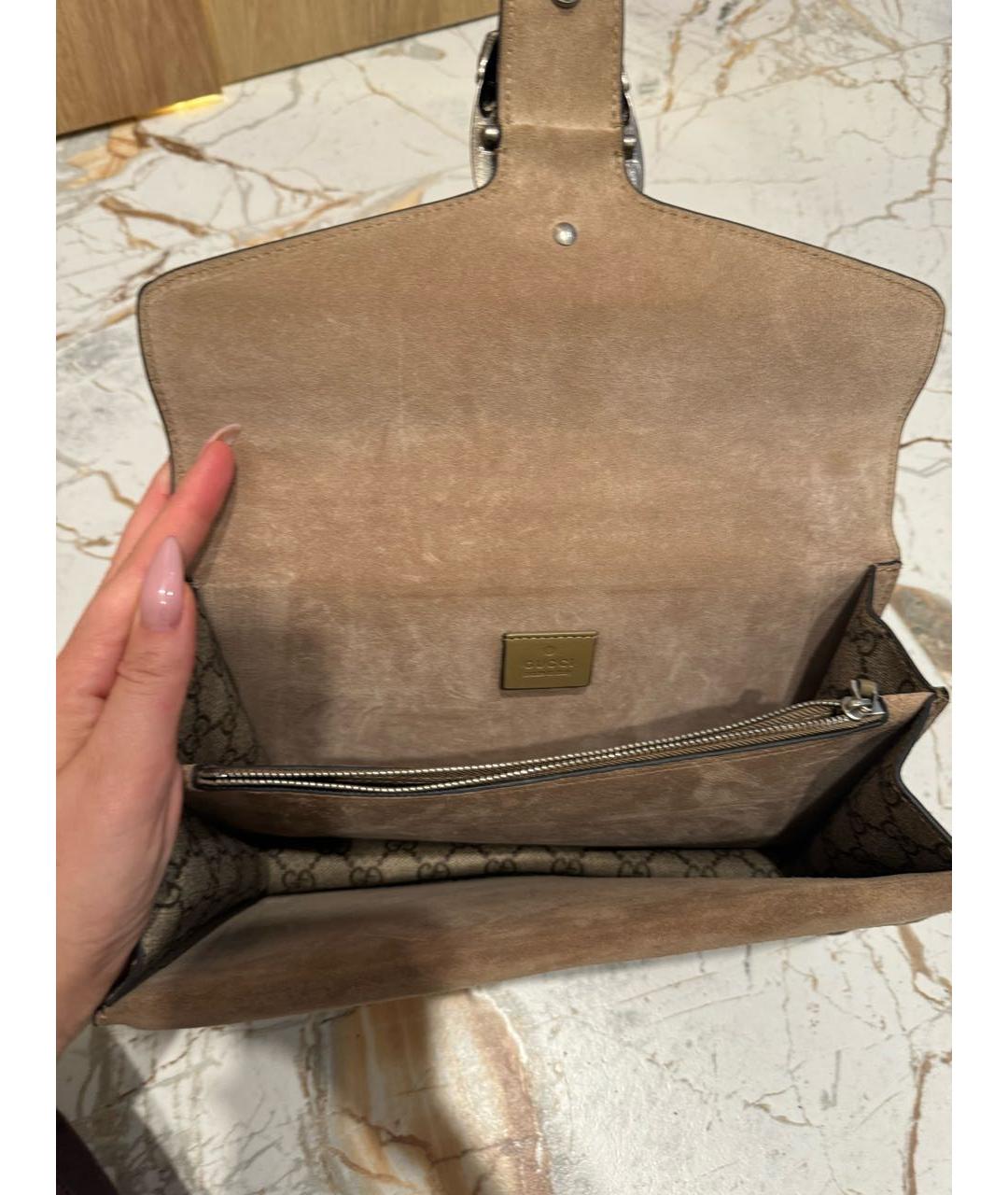 GUCCI Бежевая сумка через плечо из лакированной кожи, фото 4