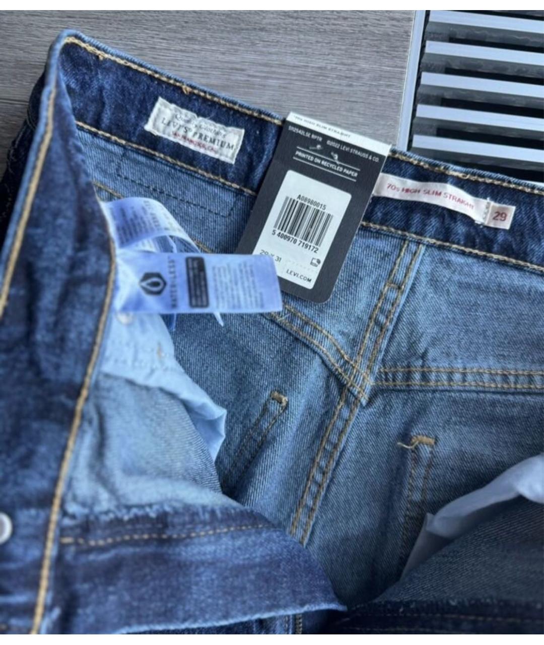 LEVI'S Темно-синие хлопковые прямые джинсы, фото 3