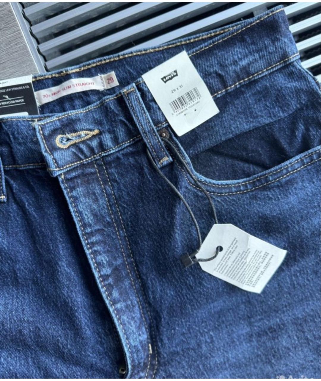 LEVI'S Темно-синие хлопковые прямые джинсы, фото 4