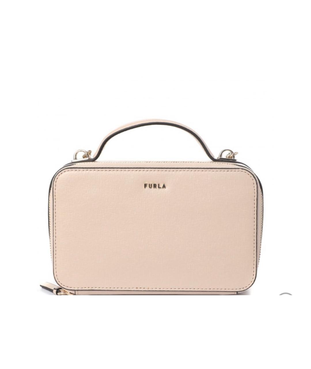 FURLA Бежевая кожаная сумка через плечо, фото 5
