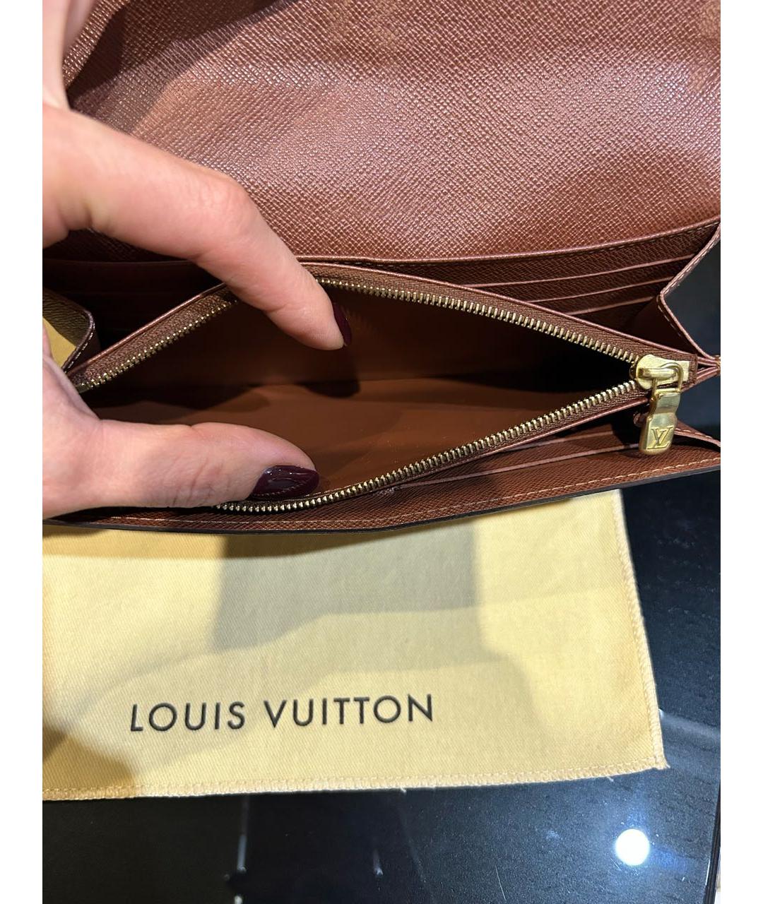 LOUIS VUITTON Коричневый кошелек, фото 7