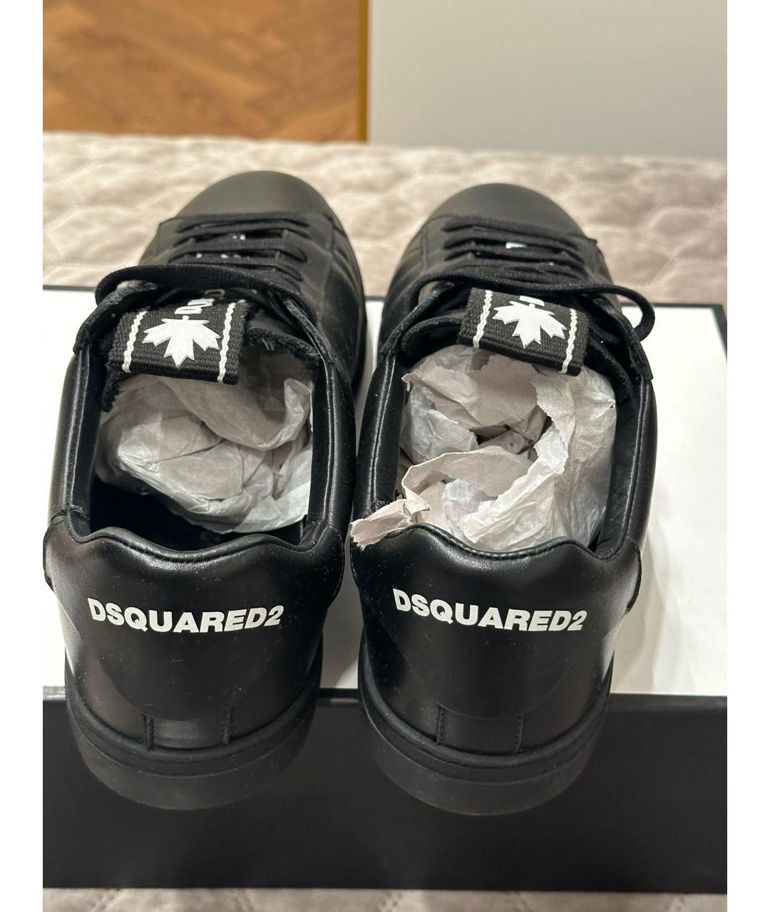 DSQUARED2 Черные кожаные низкие кроссовки / кеды, фото 4