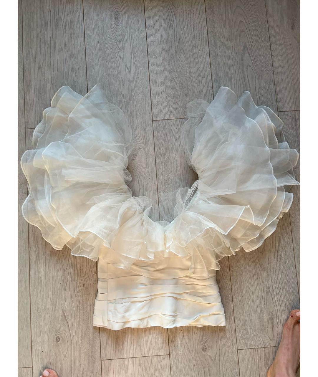 KHAITE Белая вискозная блузы, фото 4