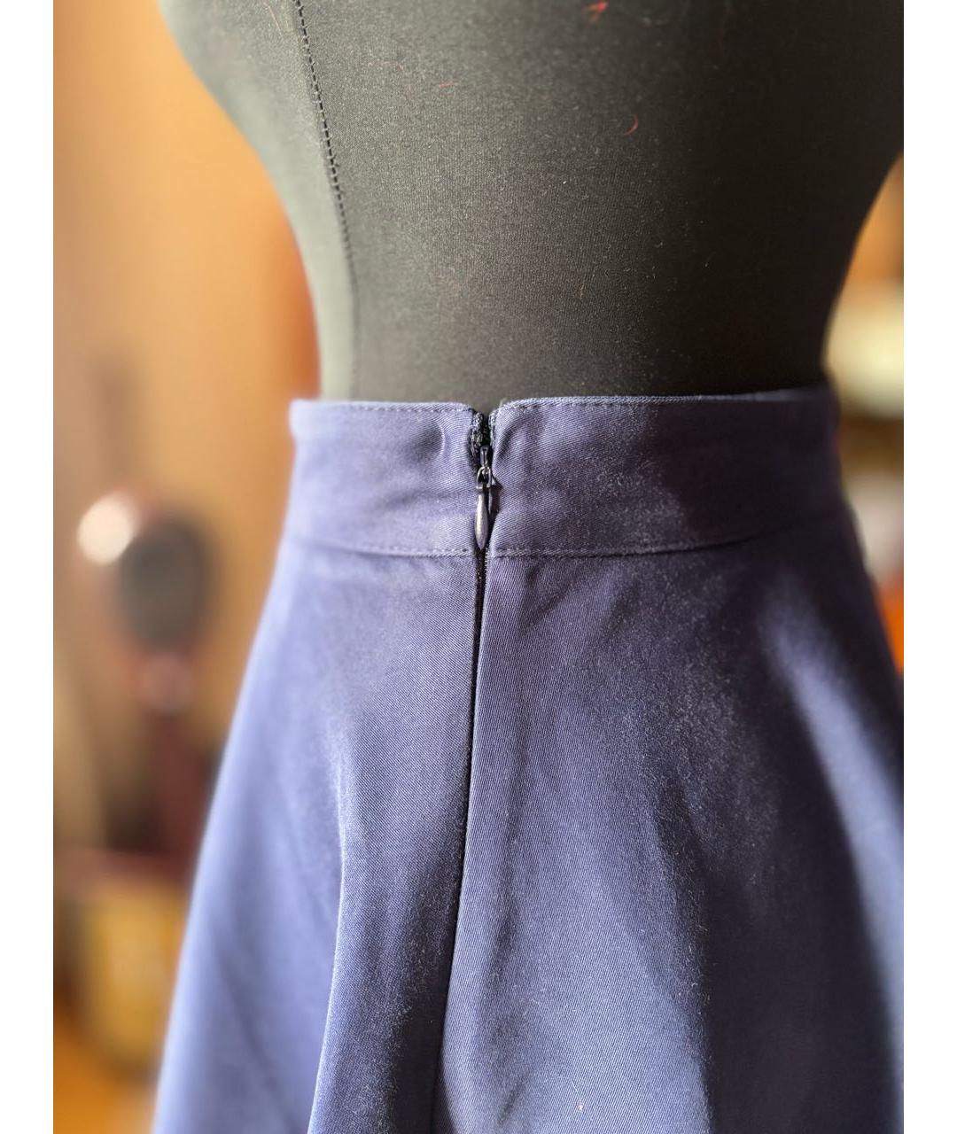 MIU MIU Темно-синяя деним юбка миди, фото 3