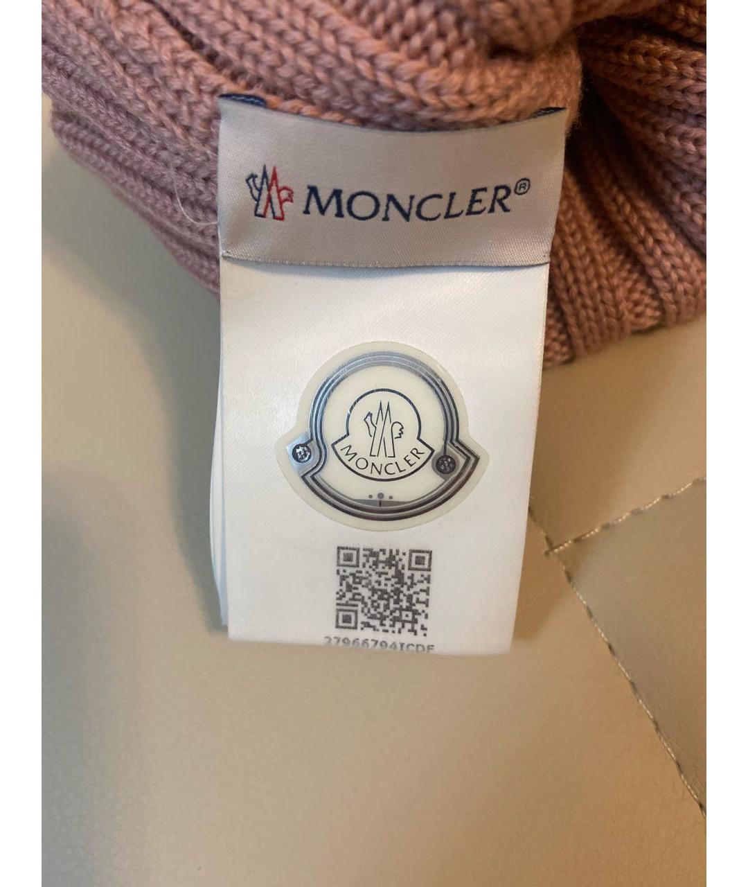 MONCLER Розовая шерстяная шапка, фото 3