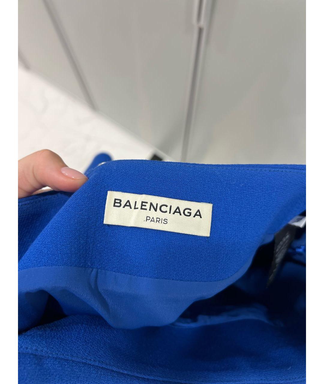 BALENCIAGA Синяя шерстяная юбка мини, фото 3