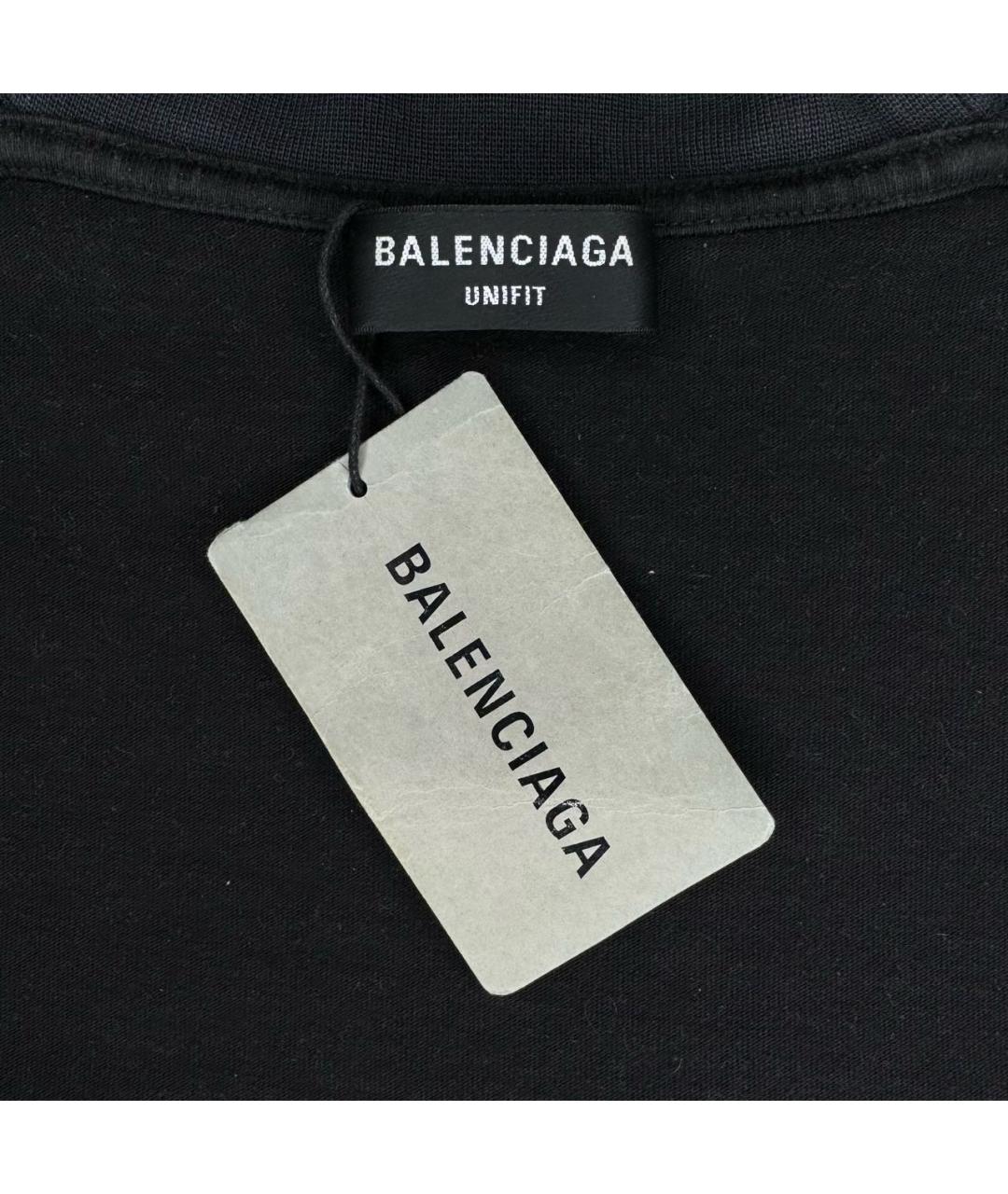 BALENCIAGA Черная хлопковая футболка, фото 6