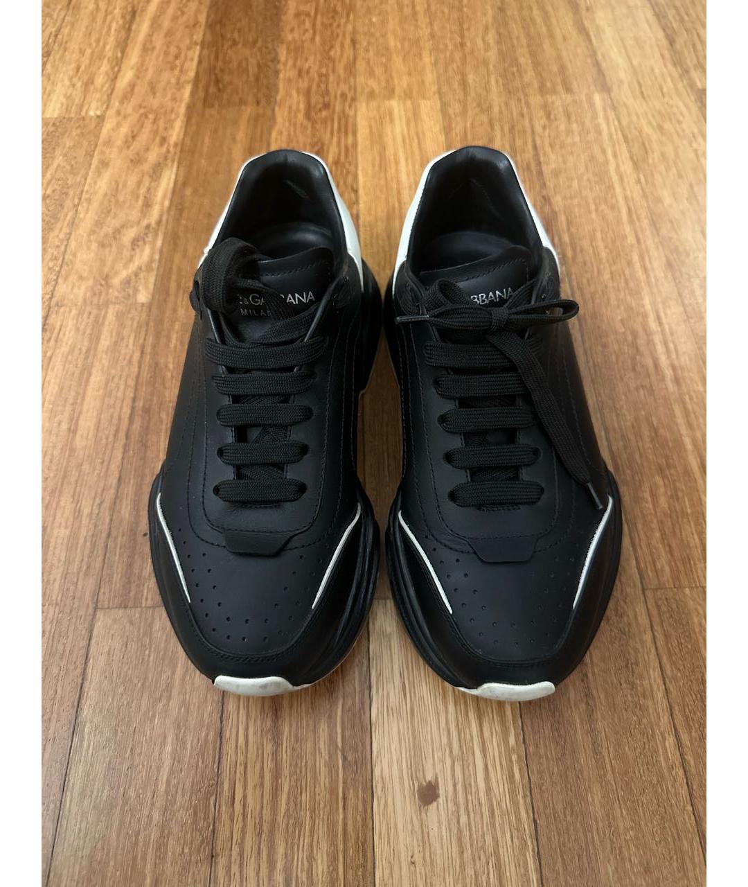 DOLCE&GABBANA Черные кожаные низкие кроссовки / кеды, фото 2