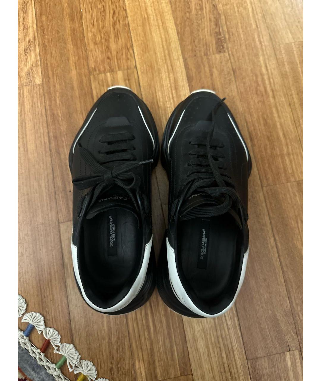 DOLCE&GABBANA Черные кожаные низкие кроссовки / кеды, фото 3