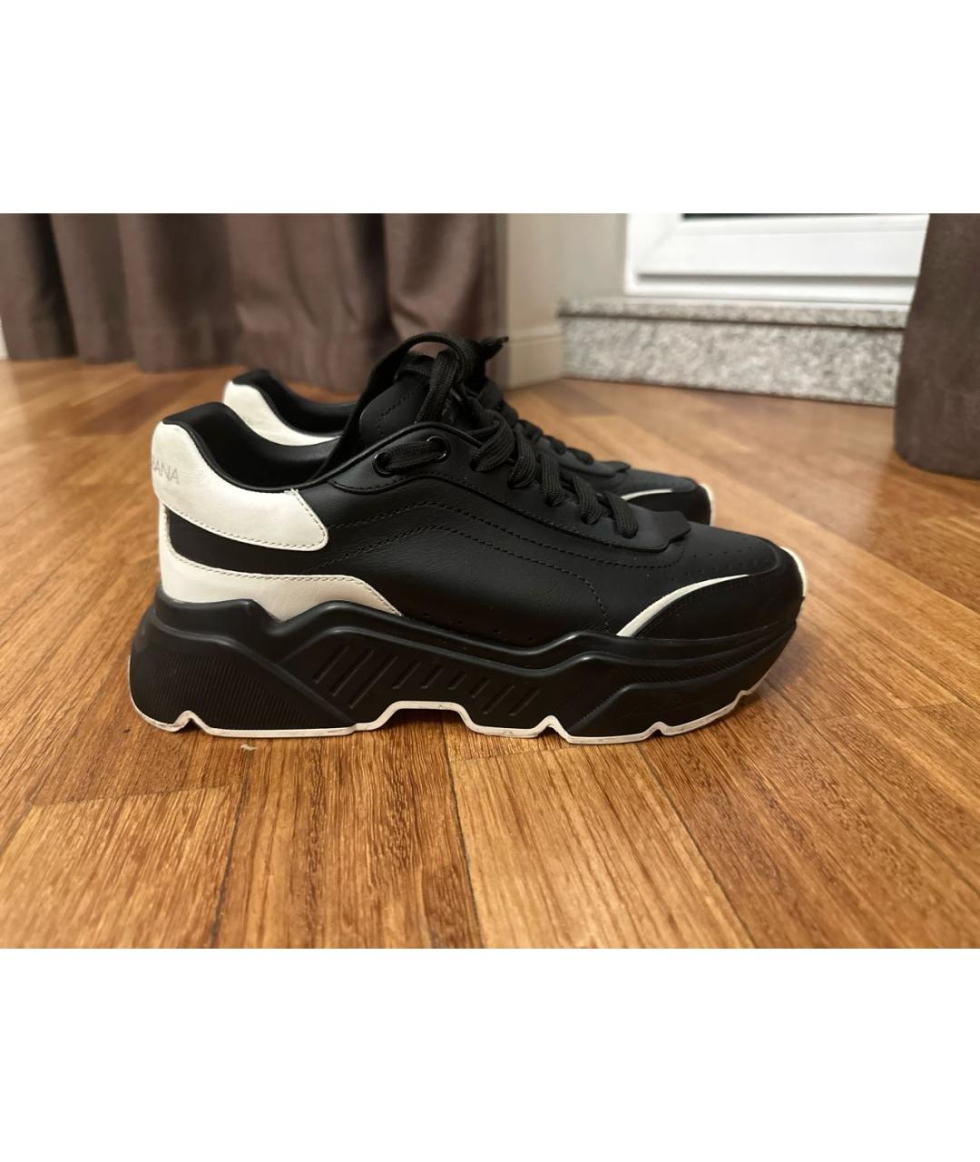 DOLCE&GABBANA Черные кожаные низкие кроссовки / кеды, фото 5