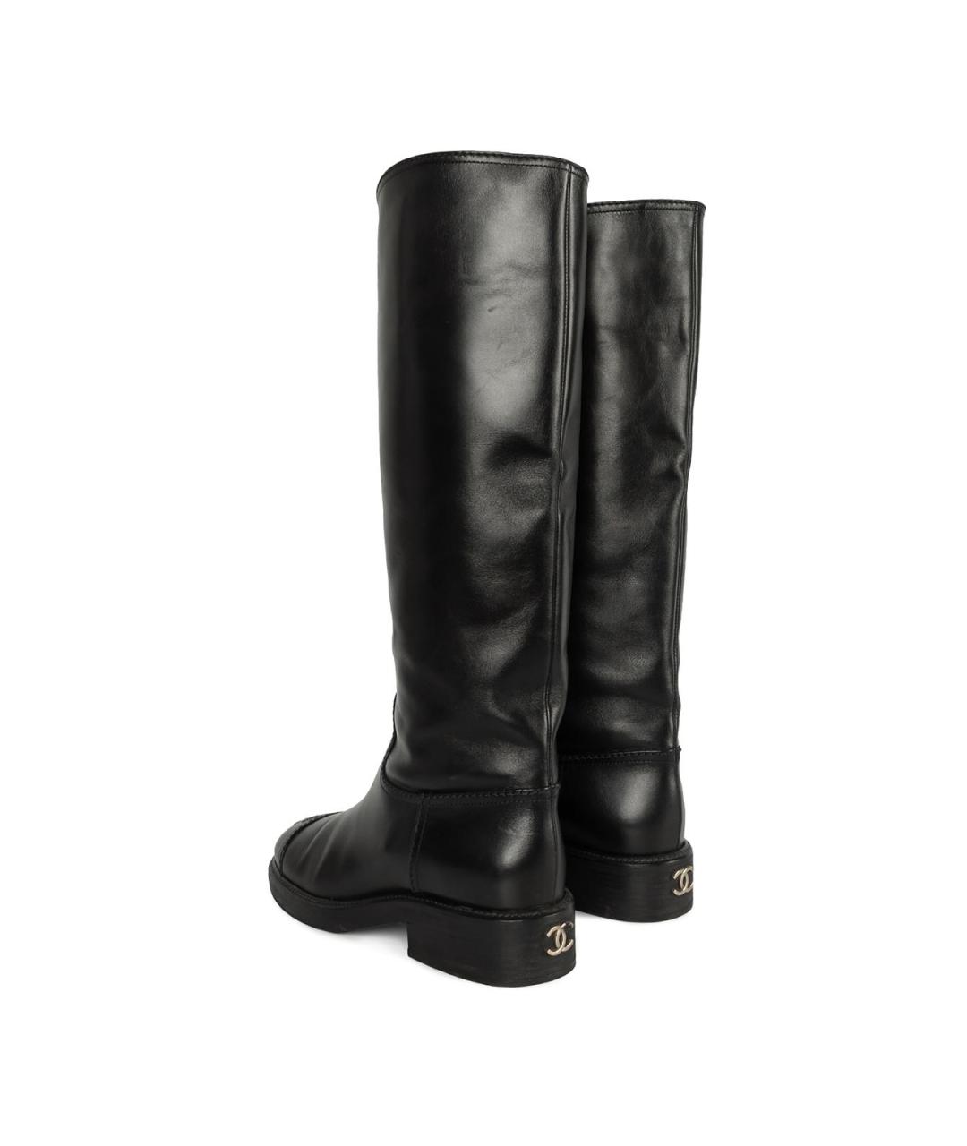 CHANEL Черные кожаные сапоги, фото 4