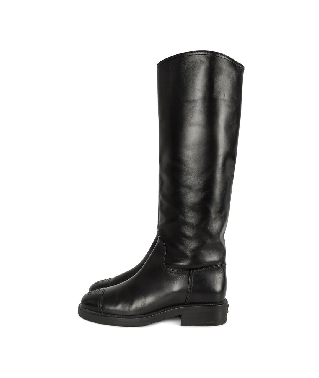 CHANEL Черные кожаные сапоги, фото 5