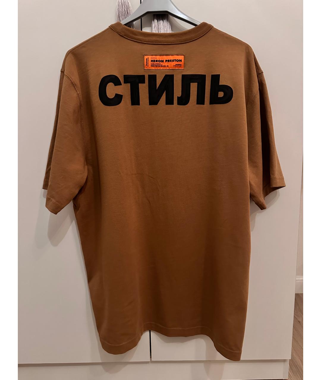 HERON PRESTON Коричневая хлопковая футболка, фото 2