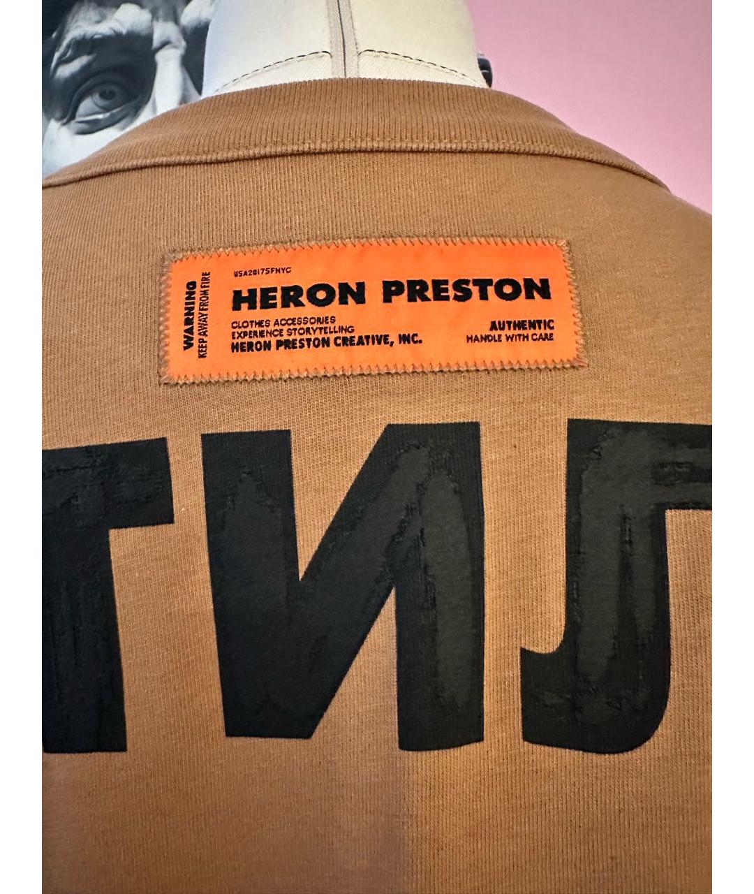 HERON PRESTON Коричневая хлопковая футболка, фото 4