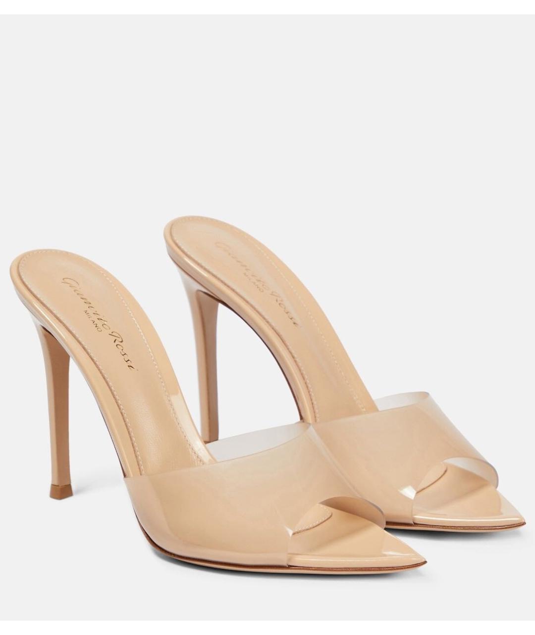 GIANVITO ROSSI Бежевые кожаные мюли, фото 8