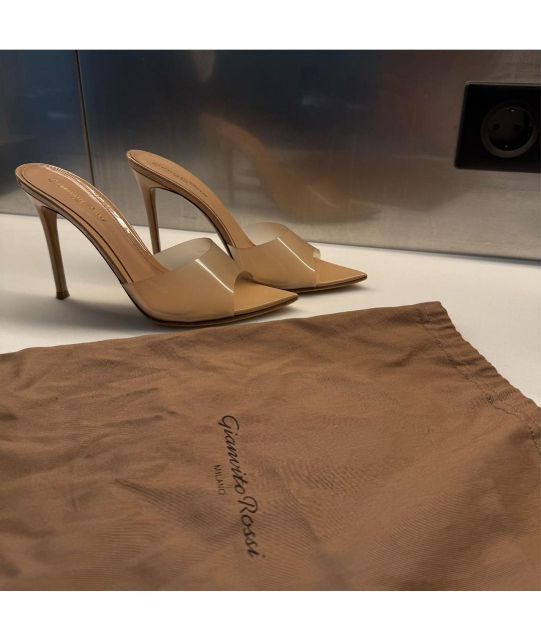GIANVITO ROSSI Бежевые кожаные мюли, фото 7