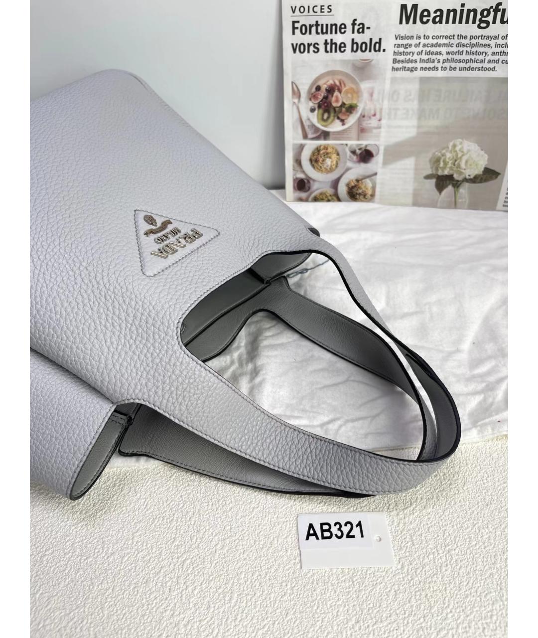 PRADA Серая кожаная сумка через плечо, фото 7