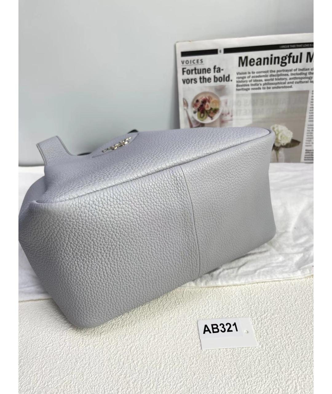 PRADA Серая кожаная сумка через плечо, фото 6