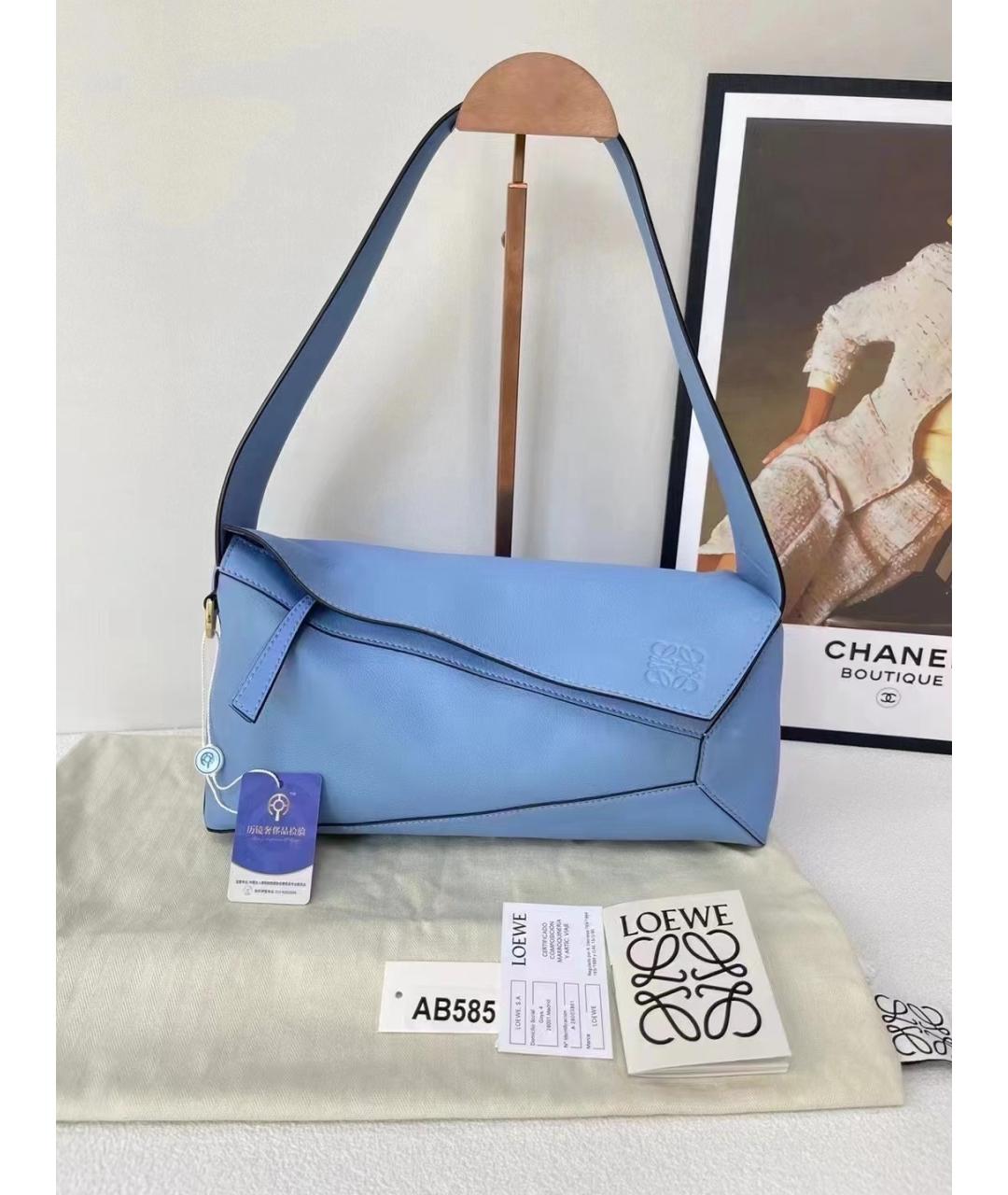 LOEWE Голубая кожаная сумка через плечо, фото 9