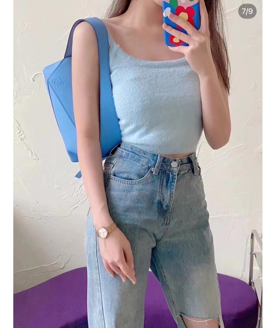 LOEWE Голубая кожаная сумка через плечо, фото 8