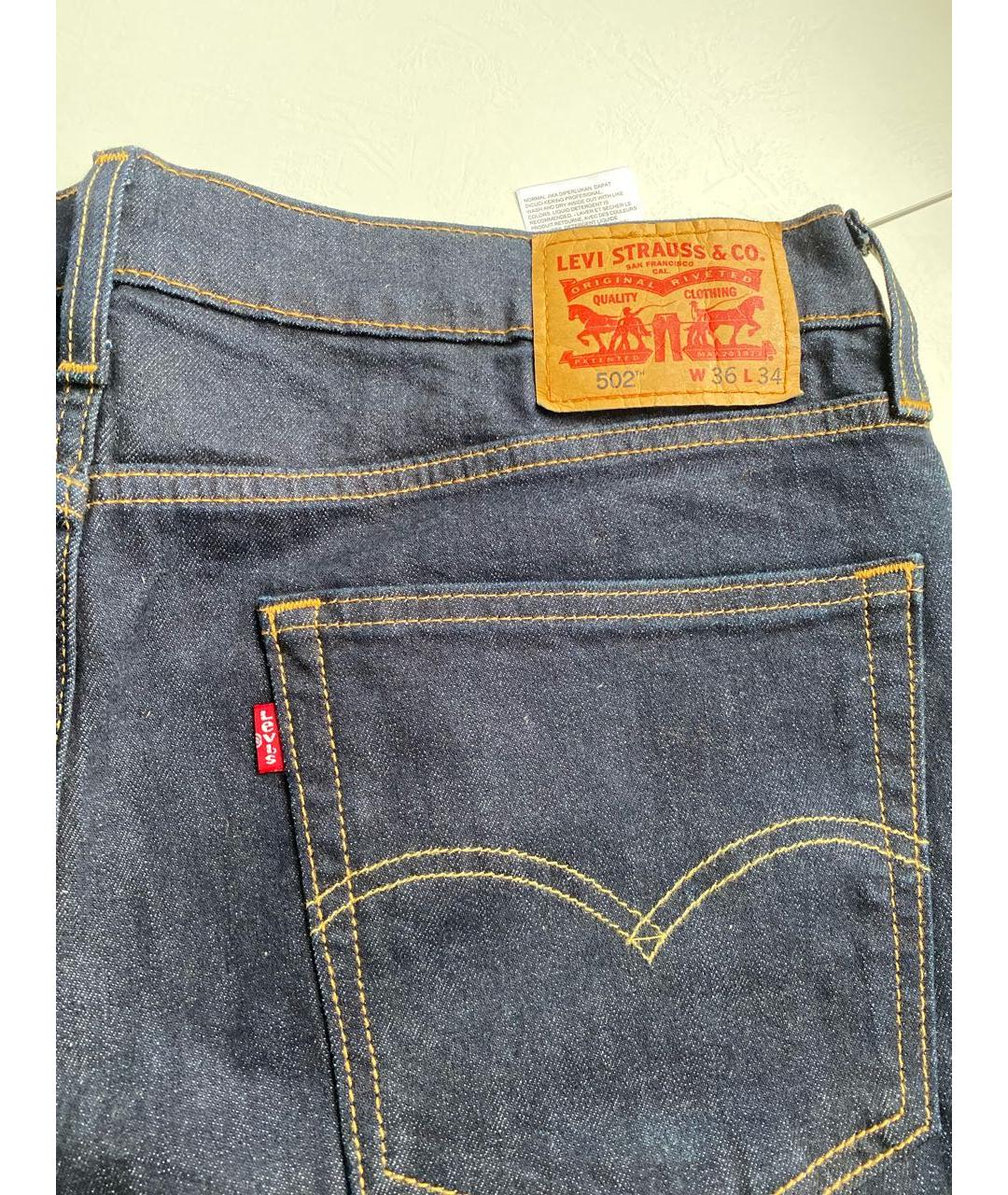 LEVI'S Темно-синие хлопковые прямые джинсы, фото 5