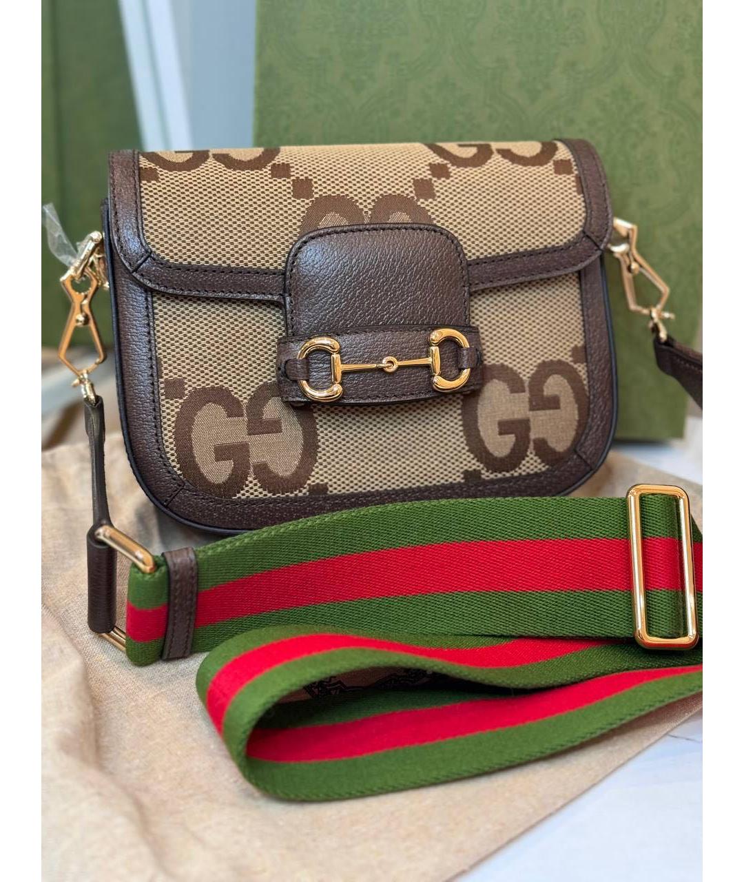 GUCCI Коричневая кожаная сумка через плечо, фото 9