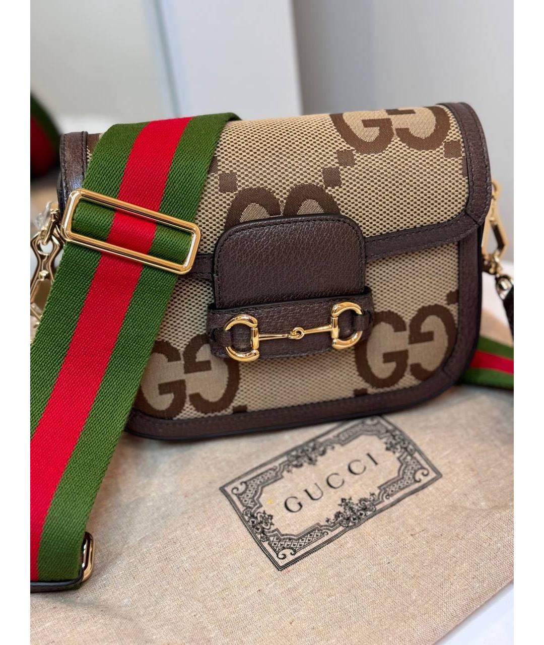 GUCCI Коричневая кожаная сумка через плечо, фото 2