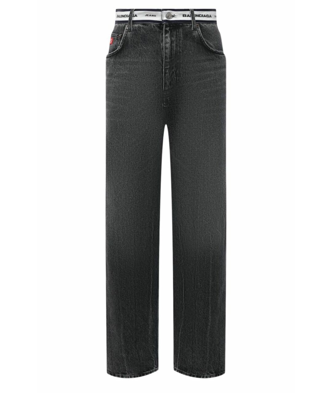 BALENCIAGA Антрацитовые хлопковые прямые джинсы, фото 1