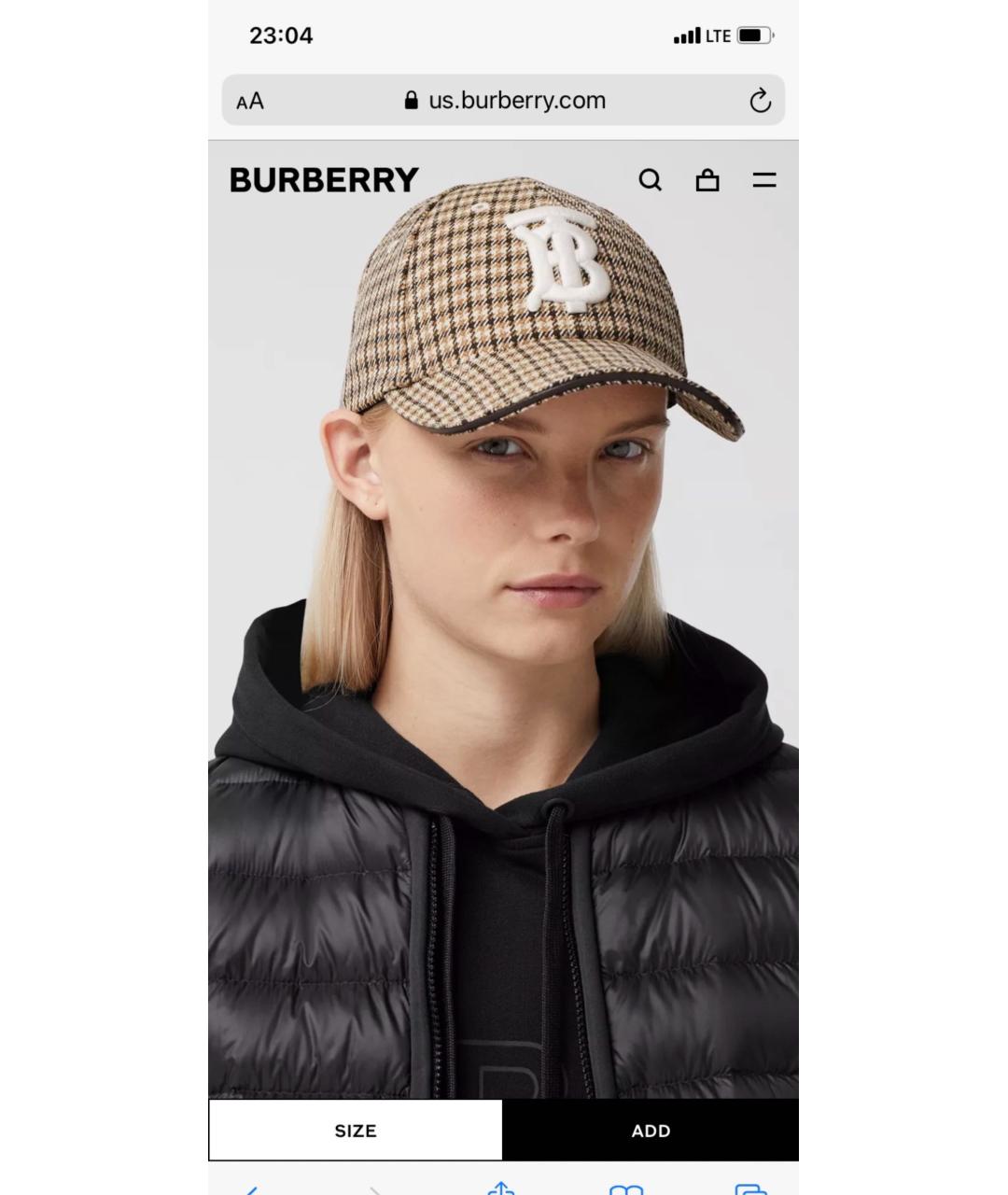 BURBERRY Коричневая шерстяная кепка, фото 2