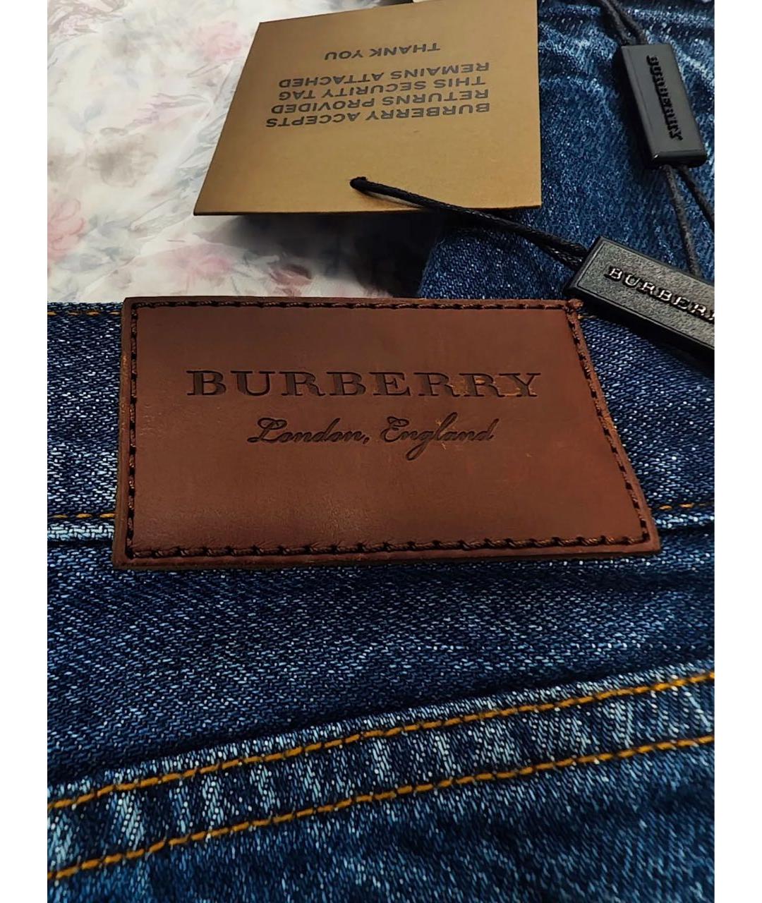 BURBERRY Темно-синие хлопковые прямые джинсы, фото 3