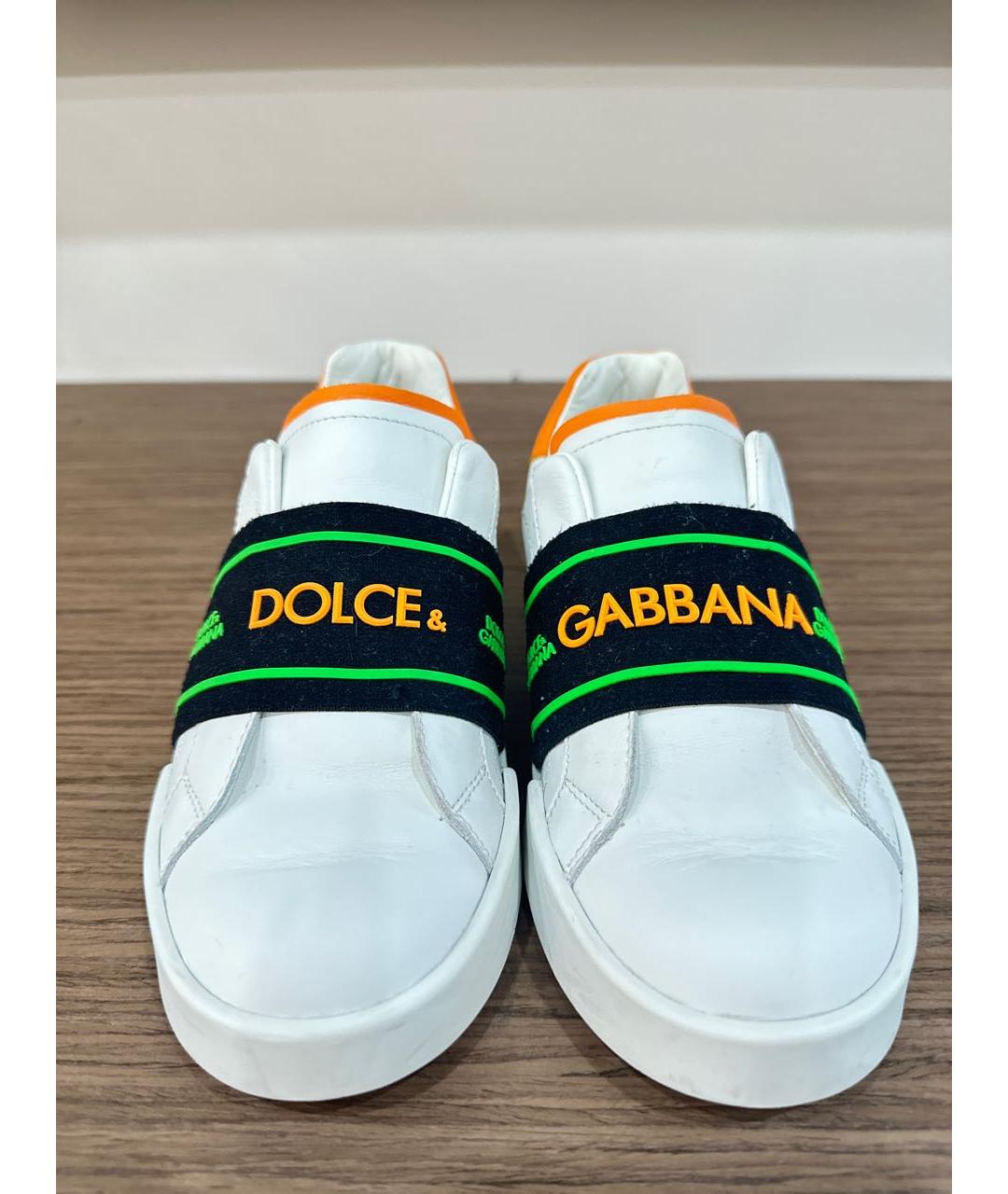 DOLCE&GABBANA Белые кожаные кеды, фото 2