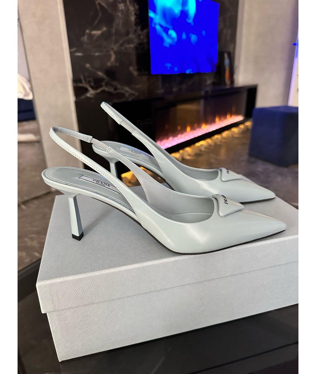 PRADA Голубые кожаные туфли, фото 4