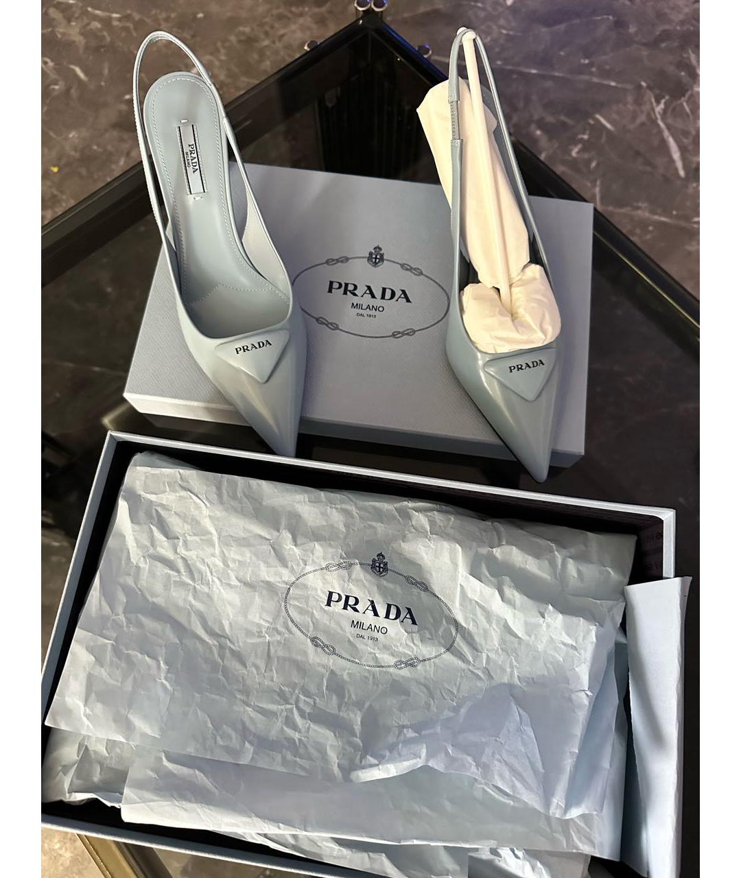 PRADA Голубые кожаные туфли, фото 2