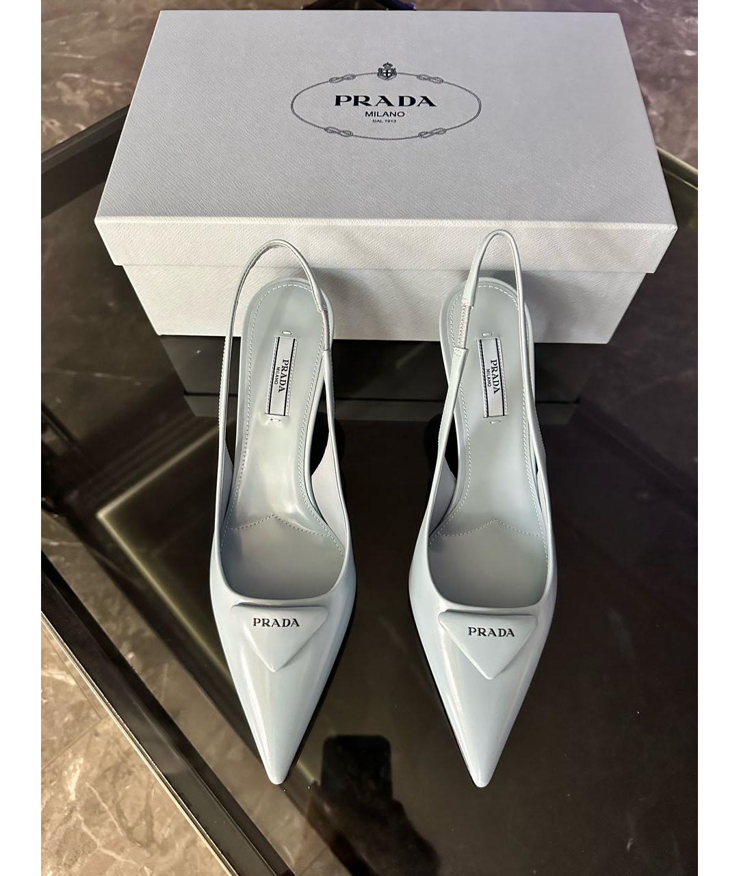 PRADA Голубые кожаные туфли, фото 3