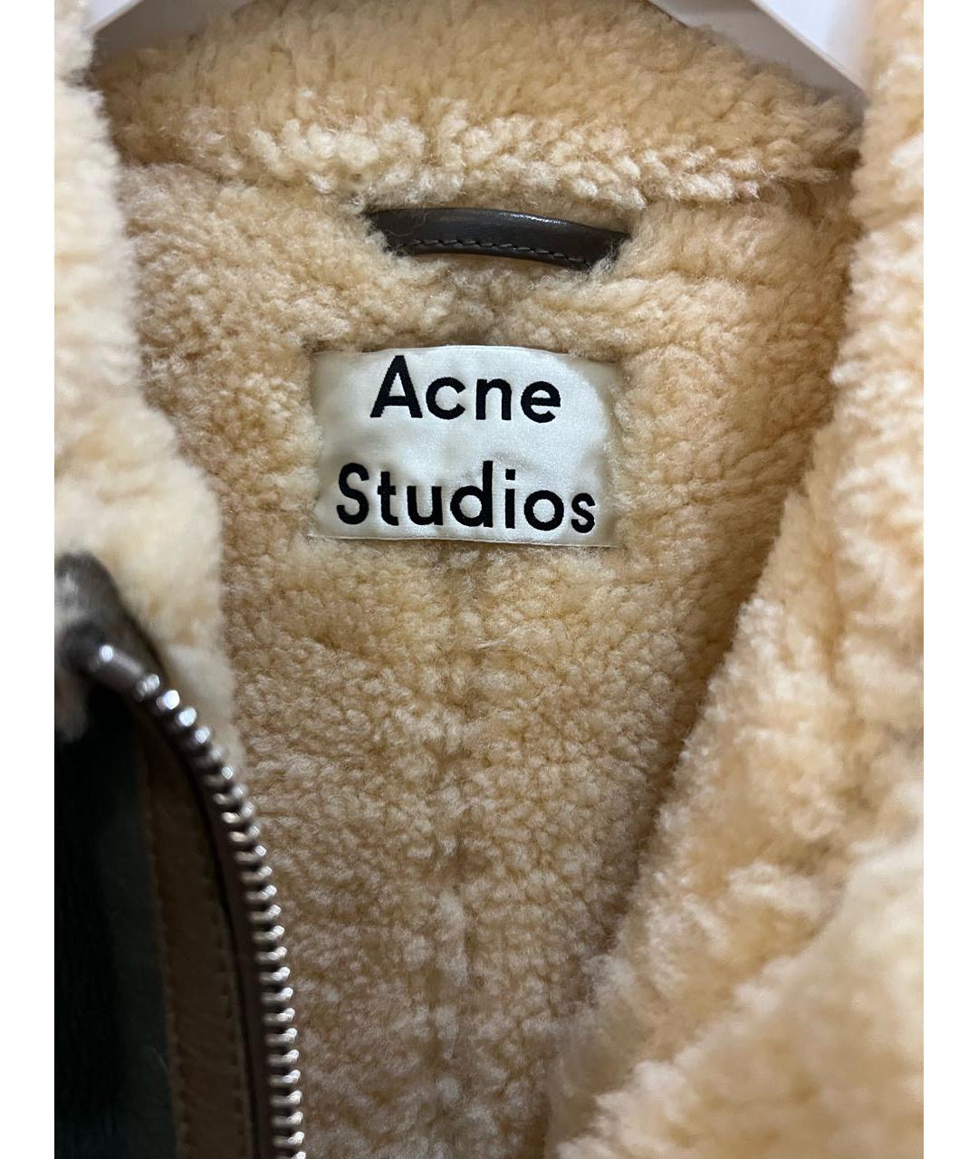 ACNE STUDIOS Зеленая кожаная дубленка, фото 3