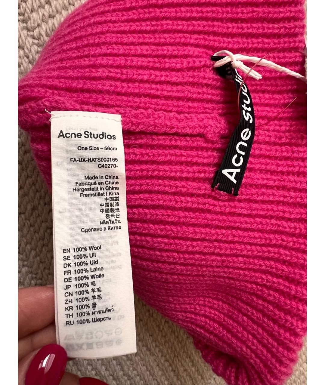 ACNE STUDIOS Розовая шерстяная шапка, фото 4